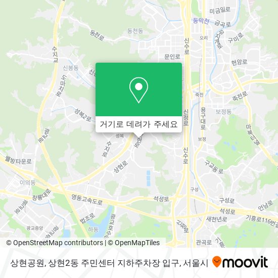 상현공원, 상현2동 주민센터 지하주차장 입구 지도