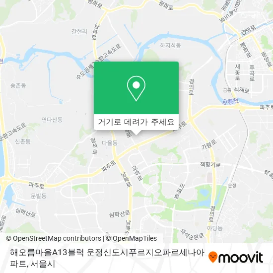 해오름마을A13블럭 운정신도시푸르지오파르세나아파트 지도