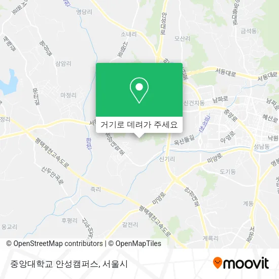 중앙대학교 안성캠퍼스 지도