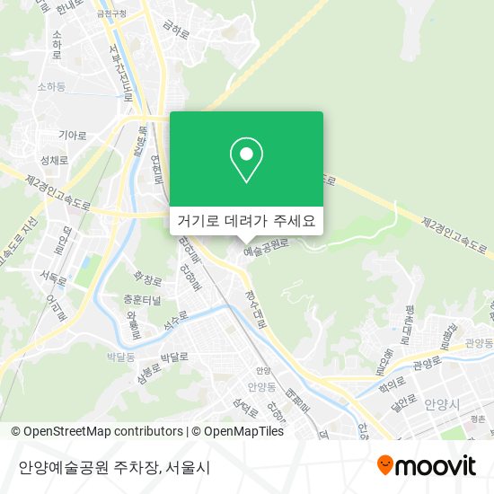 안양예술공원 주차장 지도