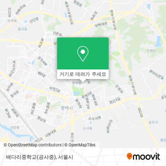 배다리중학교(공사중) 지도