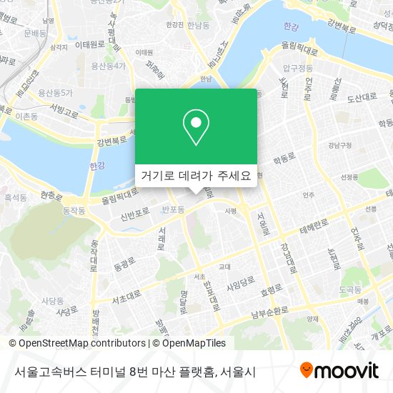 서울고속버스 터미널 8번 마산 플랫홈 지도