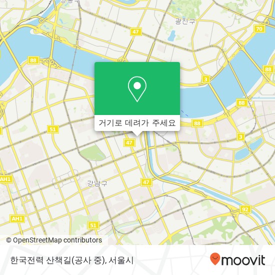 한국전력 산책길(공사 중) 지도
