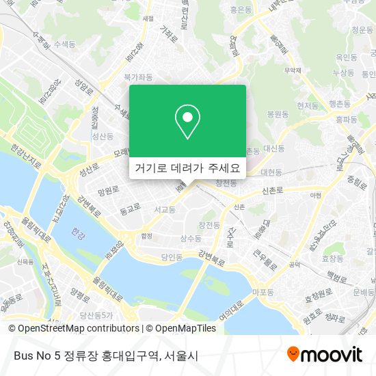 Bus No 5 정류장 홍대입구역 지도