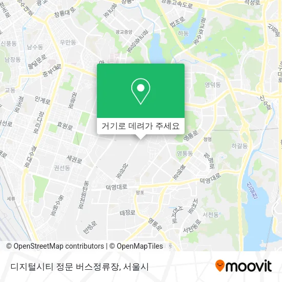 디지털시티 정문 버스정류장 지도