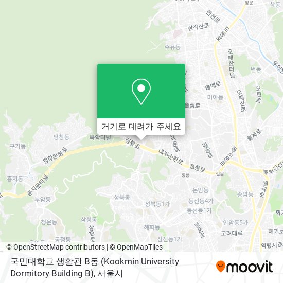 국민대학교 생활관 B동 (Kookmin University Dormitory Building B) 지도