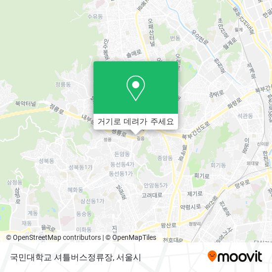 국민대학교 셔틀버스정류장 지도