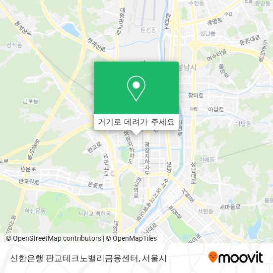 신한은행 판교테크노밸리금융센터 지도