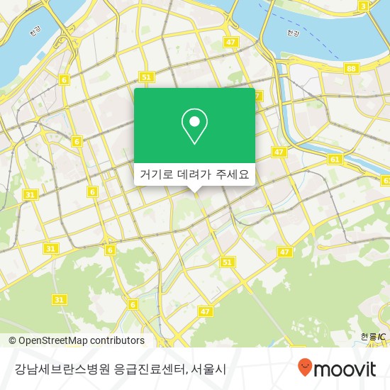 강남세브란스병원 응급진료센터 지도