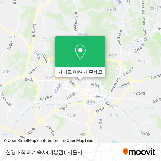 한경대학교 기숙사(비봉관) 지도