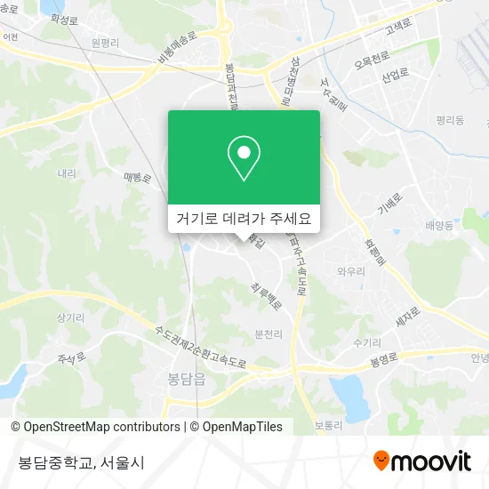 봉담중학교 지도