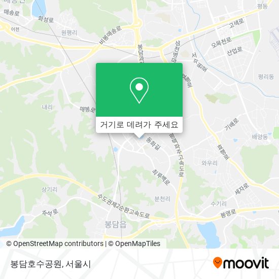 봉담호수공원 지도