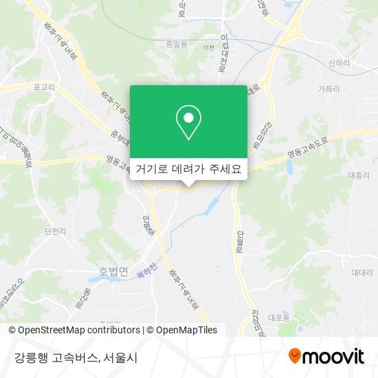 강릉행 고속버스 지도