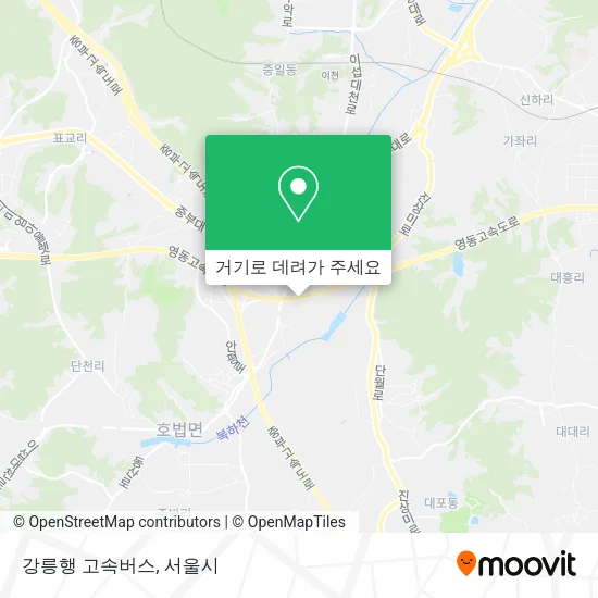 강릉행 고속버스 지도