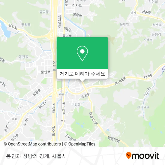 용인과 성남의 경계 지도