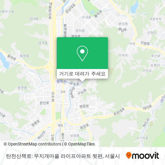 탄천산책로: 무지개마을 라이프아파트 뒷편 지도