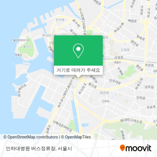 인하대병원 버스정류장 지도
