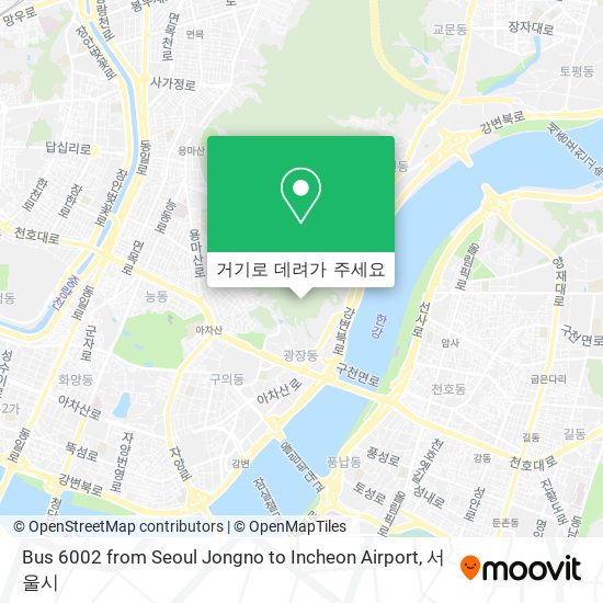 Bus 6002 from Seoul Jongno to Incheon Airport 지도