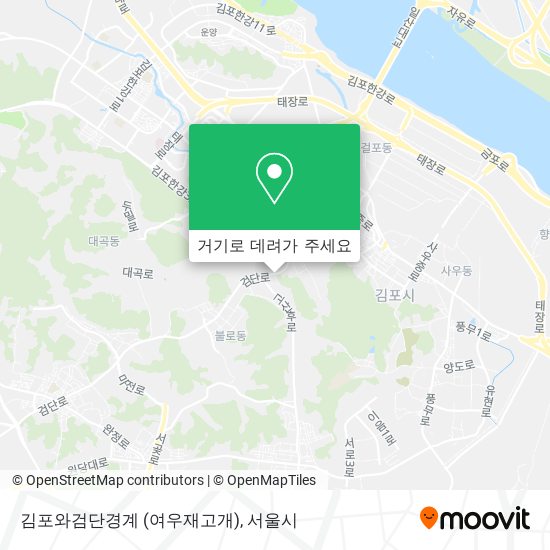 김포와검단경계 (여우재고개) 지도