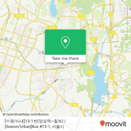 [수원 / 시내]13-1번(망포역~칠보) / [Suwon / Urban]Bus #13-1 지도