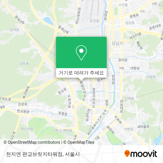 천지연 판교브릿지타워점 지도