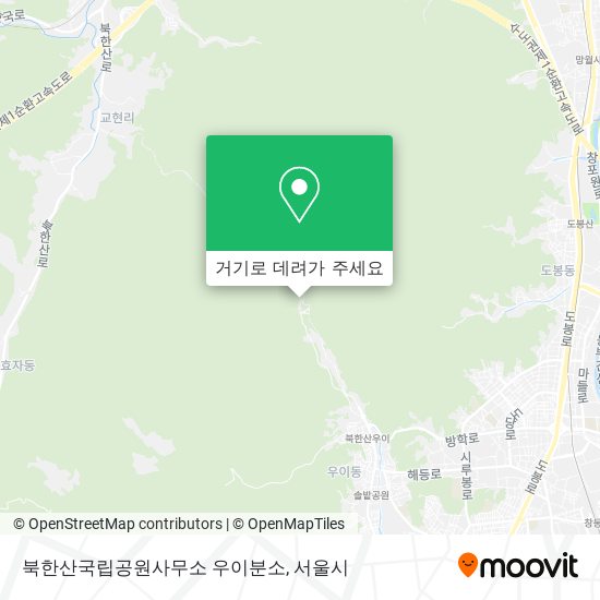 북한산국립공원사무소 우이분소 지도