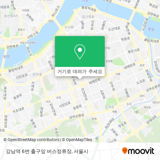 강남역 6번 출구앞 버스정류장 지도