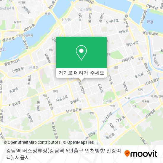 강남역 버스정류장(강남역 6번출구 인천방향 인강여객) 지도