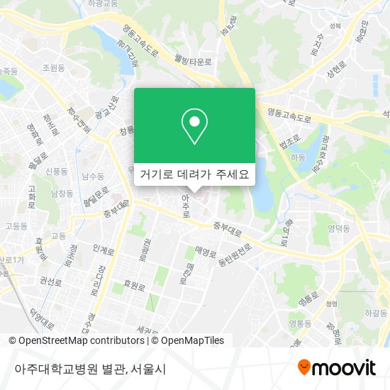 아주대학교병원 별관 지도