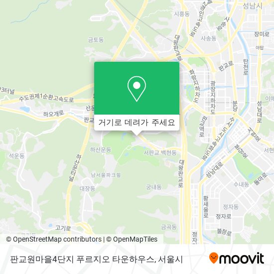 판교원마을4단지 푸르지오 타운하우스 지도