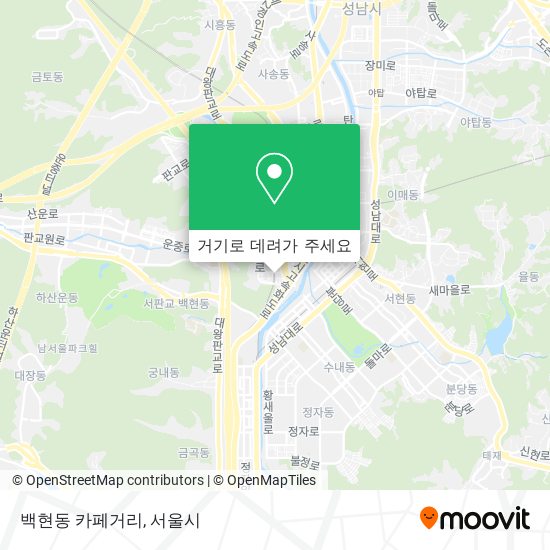 백현동 카페거리 지도
