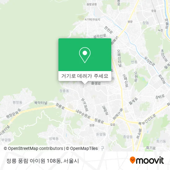 정릉 풍림 아이원 108동 지도