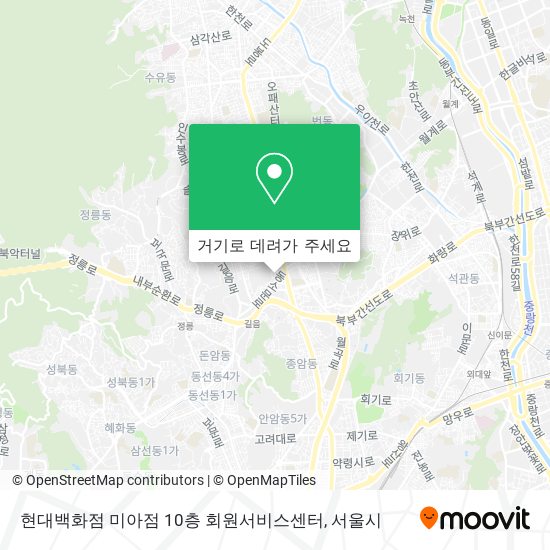 현대백화점 미아점 10층 회원서비스센터 지도