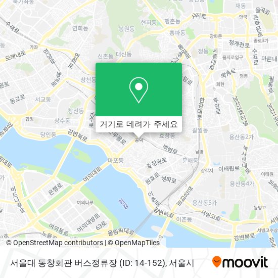 서울대 동창회관 버스정류장 (ID: 14-152) 지도
