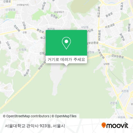 서울대학교 관악사 923동 지도