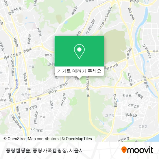 중랑캠핑숲, 중랑가족캠핑장 지도