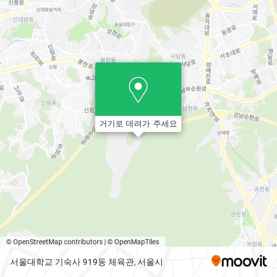 서울대학교 기숙사 919동 체육관 지도