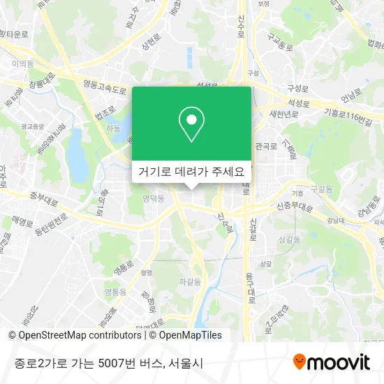 종로2가로 가는 5007번 버스 지도