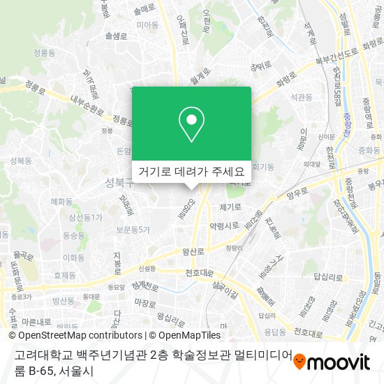 고려대학교 백주년기념관 2층 학술정보관 멀티미디어룸 B-65 지도