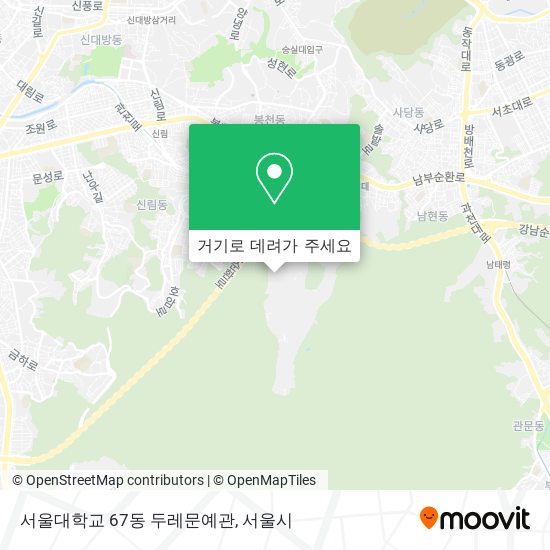 서울대학교 67동 두레문예관 지도