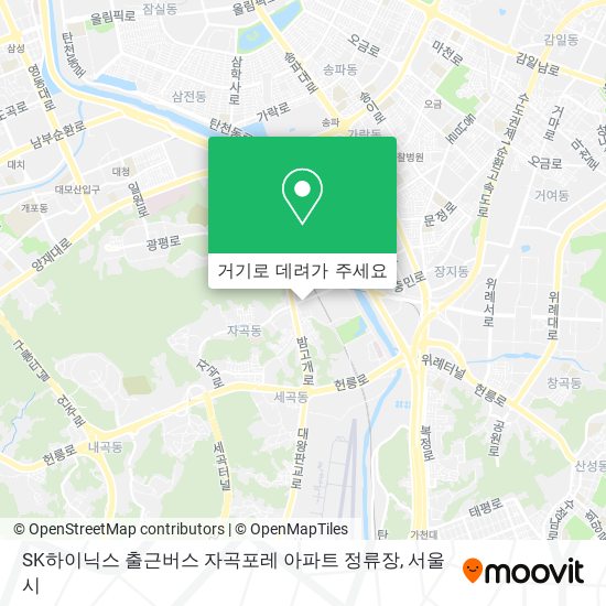 SK하이닉스 출근버스 자곡포레 아파트 정류장 지도
