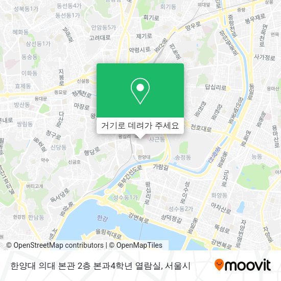 한양대 의대 본관 2층 본과4학년 열람실 지도