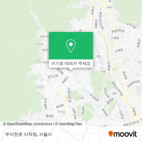 우이천로 시작점 지도