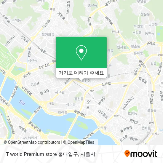 T world Premium store 홍대입구 지도