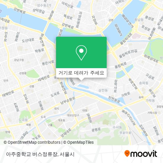 아주중학교 버스정류장 지도