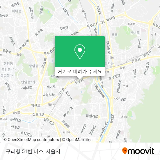 구리행 51번 버스 지도
