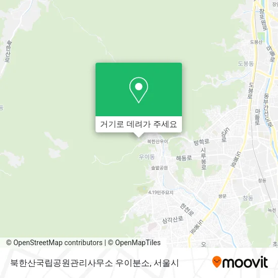 북한산국립공원관리사무소 우이분소 지도