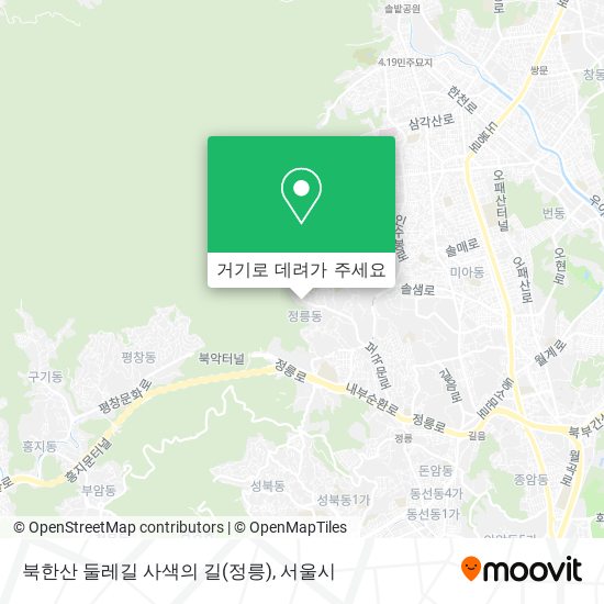북한산 둘레길 사색의 길(정릉) 지도