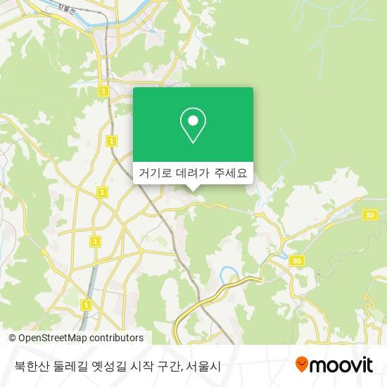 북한산 둘레길 옛성길 시작 구간 지도