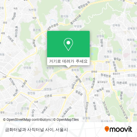 금화터널과 사직터널 사이 지도